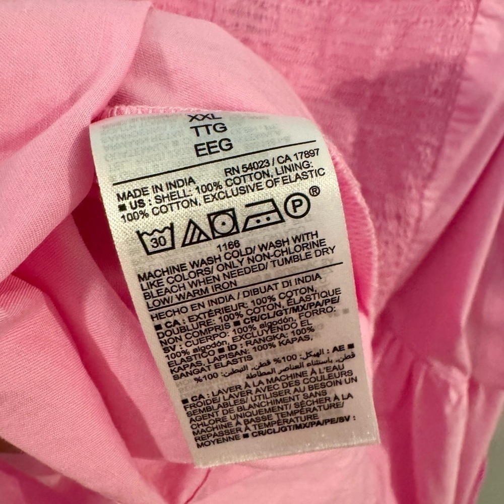 Puff-Sleeve Ruched Smocked Babydoll Swing Blouse Pink XXL - Picture 5 of 7